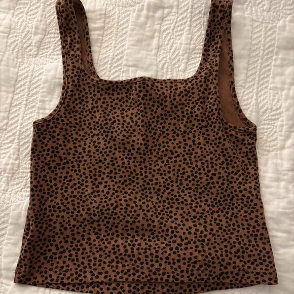 Brown and black leopard cheetah print tank top - Picture 1 of 3